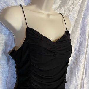 Crave Fame top, L, GUC, lined ruched nylon mesh, stretch straps